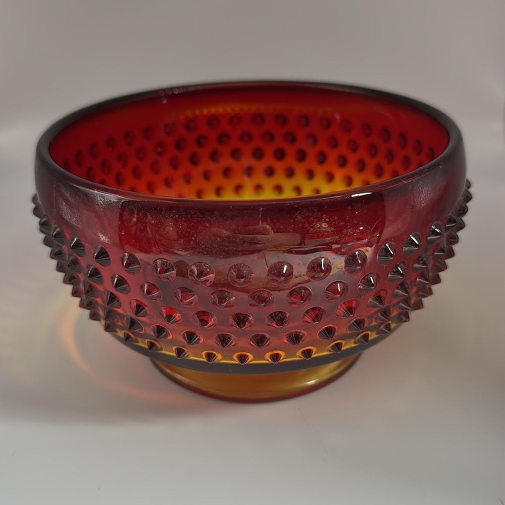 Vintage Ruby Hobnail Bowl or Compote **AS IS**